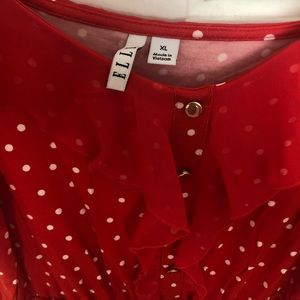 Elle Size XL red with white polka dot short dress